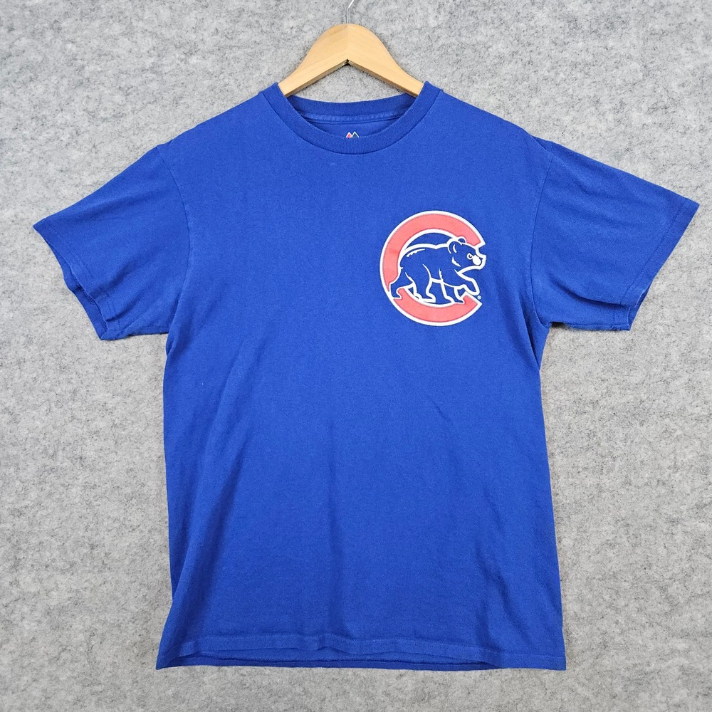 Majestic Chicago Cubs Tee T-Shirt Size M Blue #18 Ben Zobrist MLB‎ Team Logo